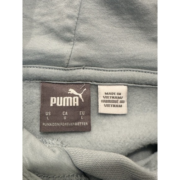 PUMA Faux Embroidered Floral Hoodie Fleece Pullover Blue Women's Size‎ Large - Picture 9 of 11